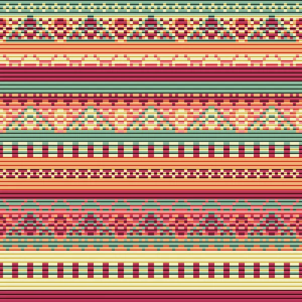 Tapis Vectoriel Sans Couture Ornement Folklorique Dans Style Broderie Pixel — Image vectorielle