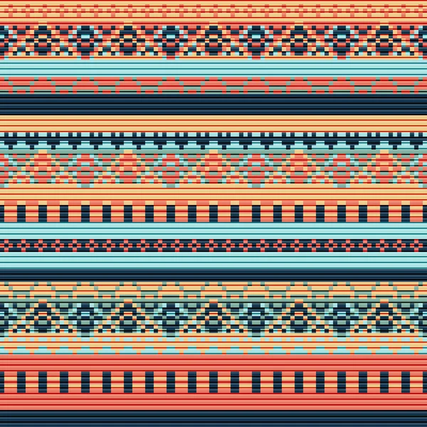 Seamless Vector Carpet Folk Ornament Style Embroidery Pixel Decorative Pattern — Stock Vector