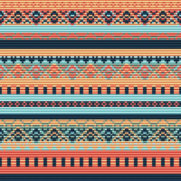 Tapis Vectoriel Sans Couture Ornement Folklorique Dans Style Broderie Pixel — Image vectorielle