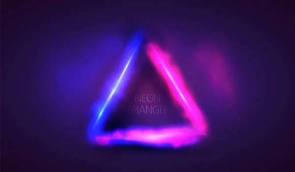 Τρίγωνο πλαίσιο νέον λαμπερό φως μπλε και ροζ με χώρο — Διανυσματικό Αρχείο