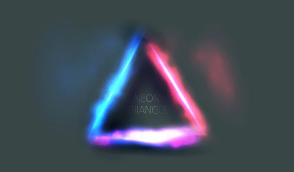 Τρίγωνο πλαίσιο νέον λαμπερό φως μπλε και ροζ με χώρο — Διανυσματικό Αρχείο