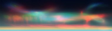 Renkli kuzey ışıkları aurora borealis gece gökyüzünde. Astronomi