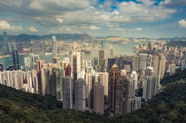 hong kong manzara, Victoria'nın zirvesinden Hong Kong şehrinin güzel görünümü, ünlü turistik yer, hong kong dönüm noktası