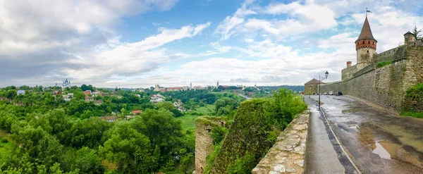 Vista Cidade Velha Kamianets Podilskyi Com Parte Norte Fortaleza Medieval — Fotografia de Stock