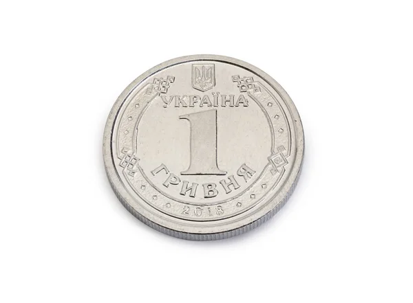 Averse New Coin Denomination One Ukrainian Hryvnia Year 2018 White — Stock Photo, Image