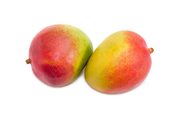 白い背景の上の つの完熟マンゴーは全体フルーツ — ストック写真