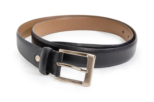 Casual Black Leather Belt Men Classical Buckle Square Frame Prong — Stock Photo, Image