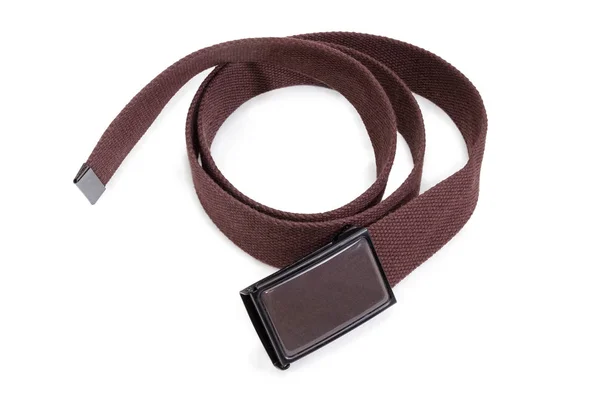 Cinturón Tela Marrón Casual Para Hombres Con Hebilla Fricción Sobre — Foto de Stock