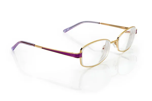 Paire Moderne Lunettes Classiques Pour Femme Jante Métal Jaune Violet — Photo