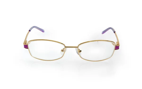 Paire Moderne Lunettes Classiques Pour Femme Jante Métal Jaune Violet — Photo