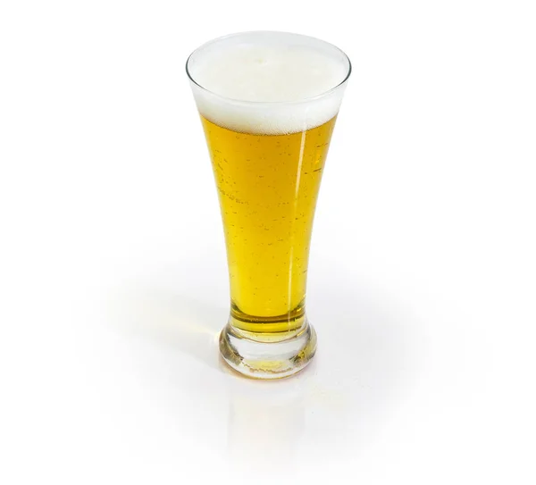 Beer Glass Lager Beer White Background — Stock Photo, Image