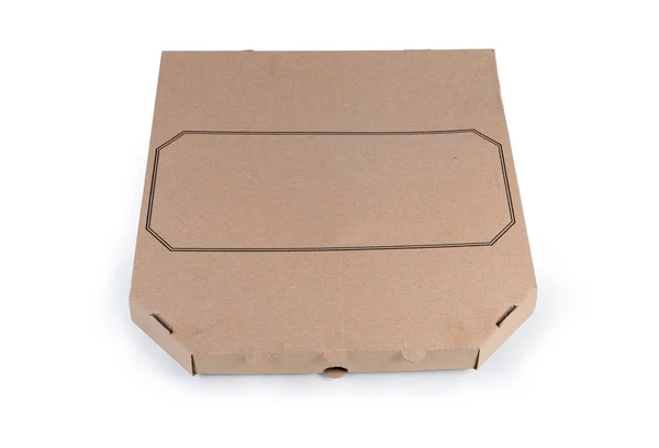 Pizza Box Gemaakt Van Golfkarton Met Afgedrukte Frame Zonder Inscripties — Stockfoto