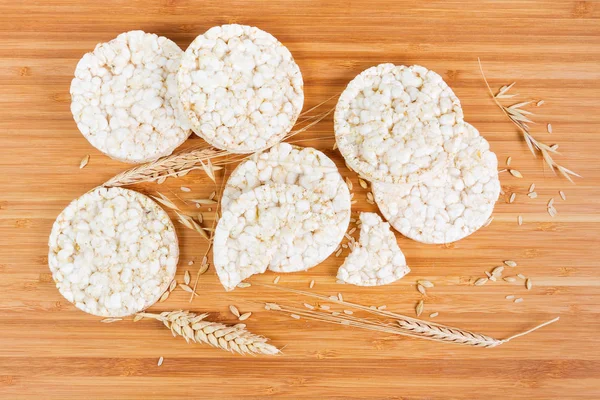 Pozadí Suché Kulaté Želírovacího Křehký Chléb Hnědé Rýže Přídavkem Jiných — Stock fotografie