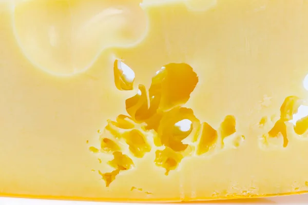 Maasdam Peynir Olgunlaşma Işleminden Delik Doku Peynir Close Kesmek — Stok fotoğraf
