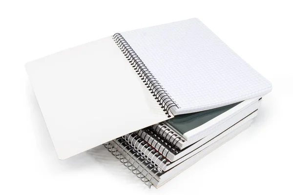Libro Ejercicios Blanco Abierto Con Páginas Papel Cuadrado Encuadernación Espiral — Foto de Stock