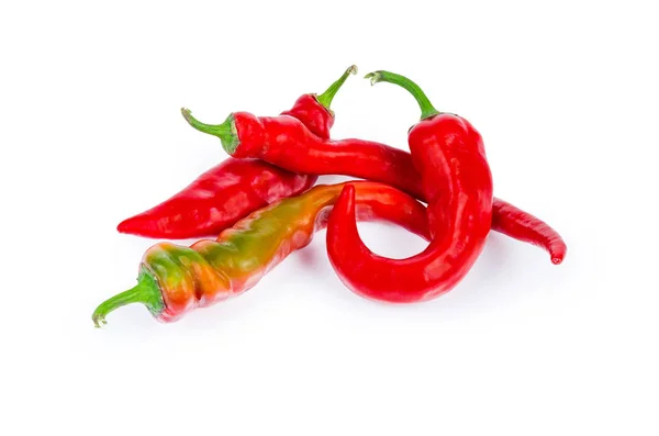 Rojo Verde Fresco Con Pimientos Amarillos Chile Sobre Fondo Blanco — Foto de Stock