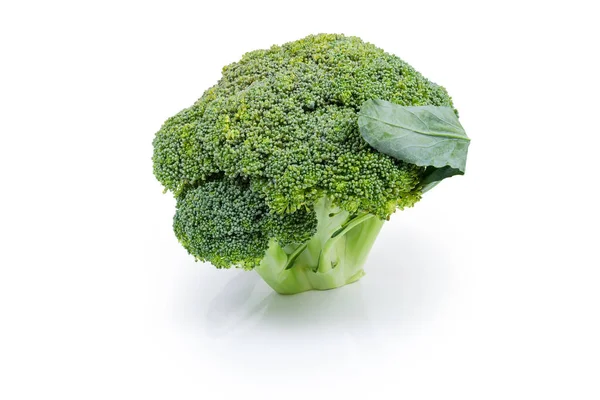 Chef För Färsk Broccoli Närbild Vit Bakgrund — Stockfoto