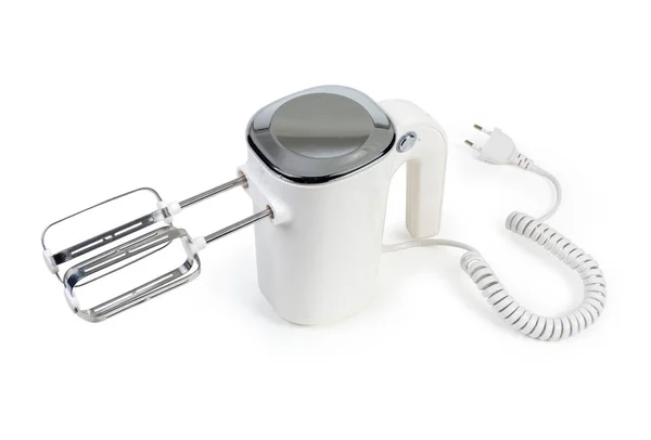 Witte Elektrische Hand Held Mixer Met Twee Kloppers Een Witte — Stockfoto