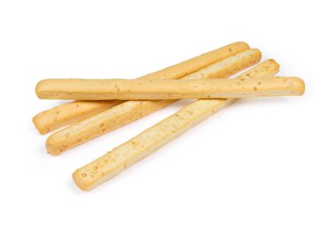 Susam ile breadsticks olarak da bilinen grisini beyaz bir arka plan üzerinde tohum