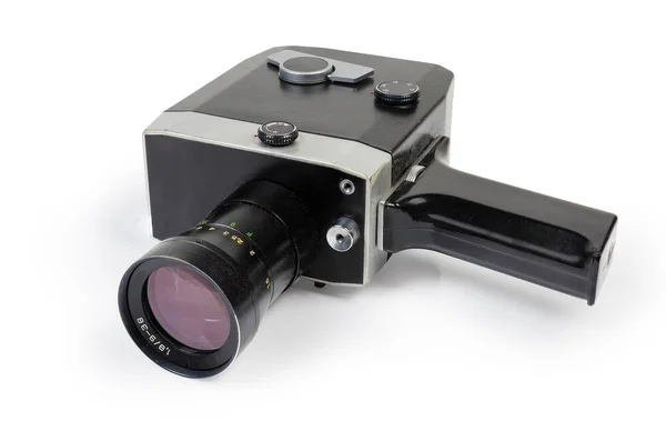 Super 8Mm Format Amateurfilmkamera Mit Getriebemotor Auf Weißem Hintergrund — Stockfoto