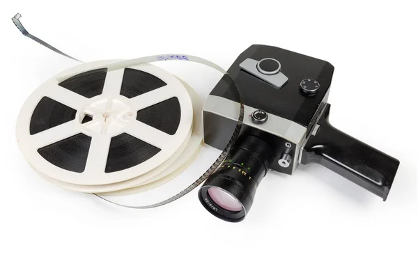 Eski Vintage Amatör Film Film Fotoğraf Makinesi Otomatik Motorlu Makaraları — Stok fotoğraf