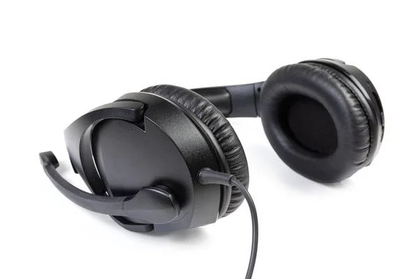 Schwarzes Kabelgebundenes High Fidelity Headset Mit Full Size Kopfhörern Und — Stockfoto