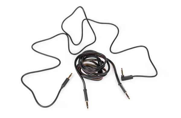 Dos Cables Audio Analógicos Diferentes Con Conectores Estéreo Chapados Oro —  Fotos de Stock