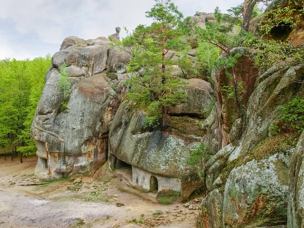 Antiguo complejo defensivo de rocas y cuevas Dovbush Rocks, Ucrania — Foto de Stock