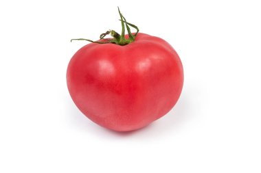 Beyaz arka planda pembe domates yakın çekim