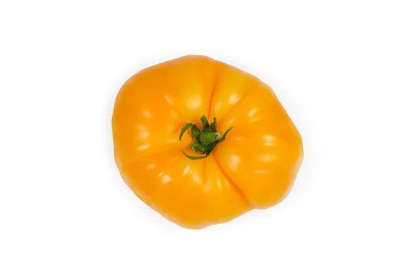 Верхний вид на желтый помидор на белом фоне — стоковое фото