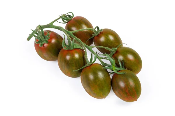 Cluster of cherry tomatoes kumato on a white background
