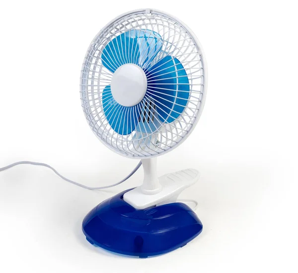 Modern domestic electric clamp desk fan mounted on the stand — Stock Photo, Image