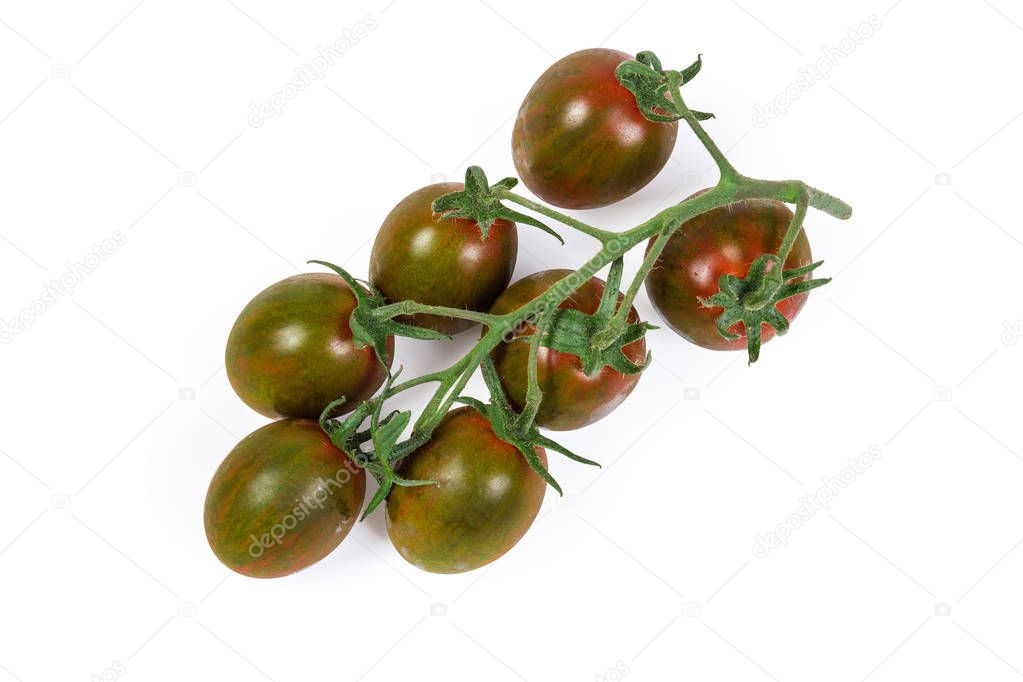 Top view of cluster of cherry tomatoes kumato 