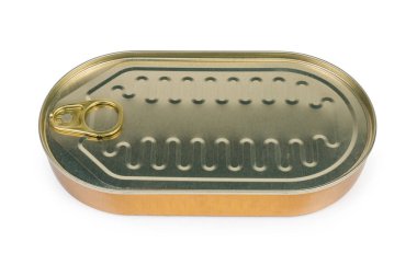 Beyaz bir arka plan üzerinde konserve balık mühürlü konserve konserve