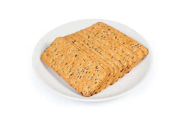 Savory cookies gjorda med hela linfrön tillsats på skålen — Stockfoto