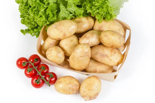 Patate Giovani Gialle Lavate Crude Con Buccia Sottile Non Pelata — Foto Stock