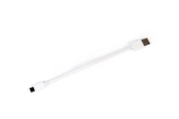 Short White Cable Plugs Usb Usb Edges White Background — Stock Photo, Image