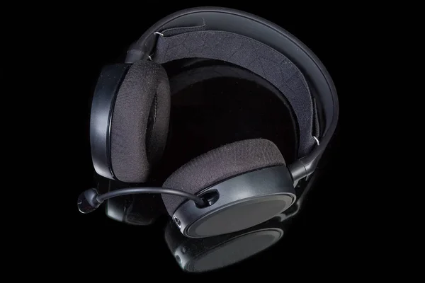 Zwarte High Fidelity Headset Met Oorkussens Van Het Circumaurtype Microfoon — Stockfoto