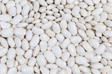 Eşit katmanlı, geniş kabuklu beyaz fasulye, yakın plan, arka plan.