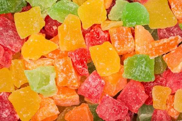 Kutuda kurutulmuş çok renkli meyveler, parçanın en üst görüntüsü, yakın plan,