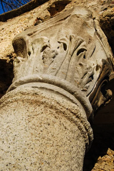 Colunas Granito Único Estilo Coríntio Caverna Chamada Tempio Della Notte — Fotografia de Stock