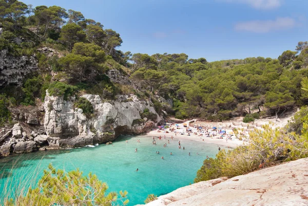 Kijk Één Van Beroemdste Stranden Van Het Cala Macarella Pad — Stockfoto