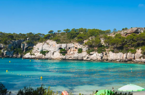 Crystalline Light Blue Sea One Little Cove Minorca Island Spain — Stock Photo, Image