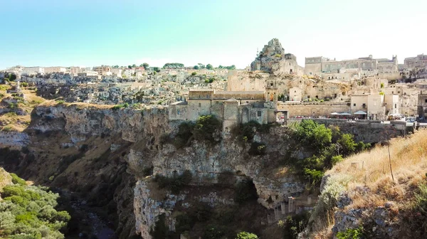 Crowded houses characteristic near the overhanging of the river of Matera also called City of the stones European Capital of Culture 2019