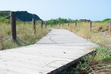 İspanyol Adası Akdeniz flora kumla yaya catwalk