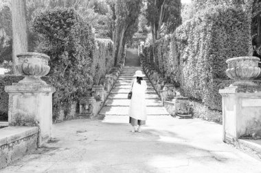 Bir turist villa d Este bir resim çekerek