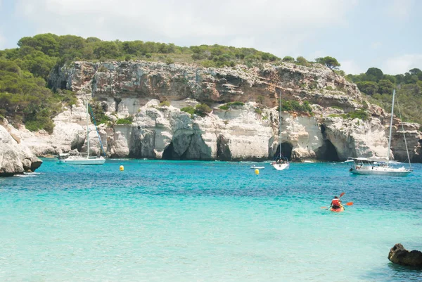 View on the Minorca sea and cliff with caves — Stock Photo, Image