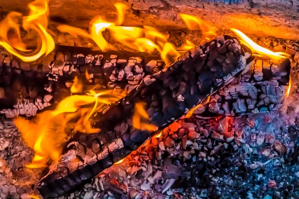 Una Hermosa Textura Horizontal Fuego Ardiente Sobre Fondo Negro Con —  Fotos de Stock