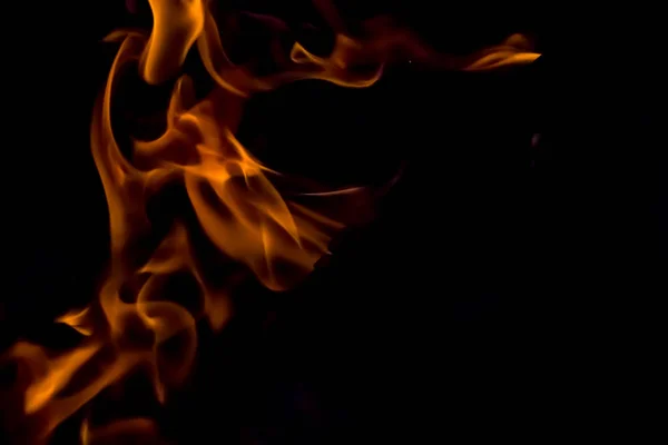 Beautiful Horizontal Texture Burning Fire Black Background Sparks Photo — Stock Photo, Image