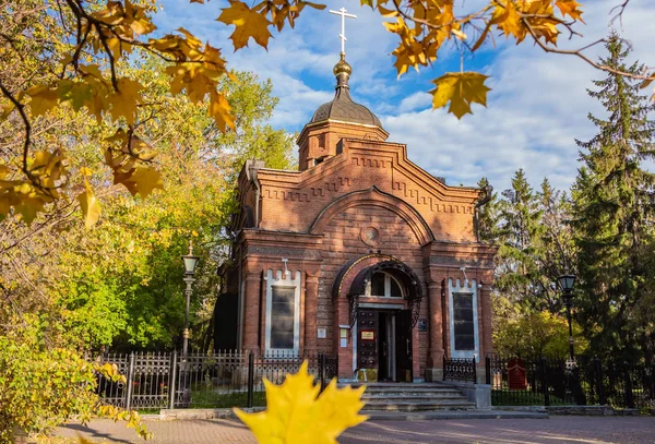 Yekaterinburg Sverdlovsk Russia 2018 Alexander Nevsky Chapel Red Brick Restored — Stock Photo, Image